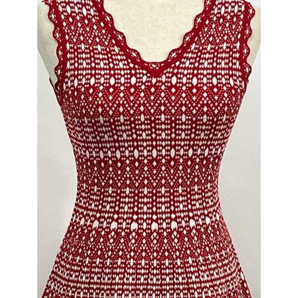 Unbranded Sz 36 4 Red White Knit Sleeveless A-Line Dress - Picture 6 of 8